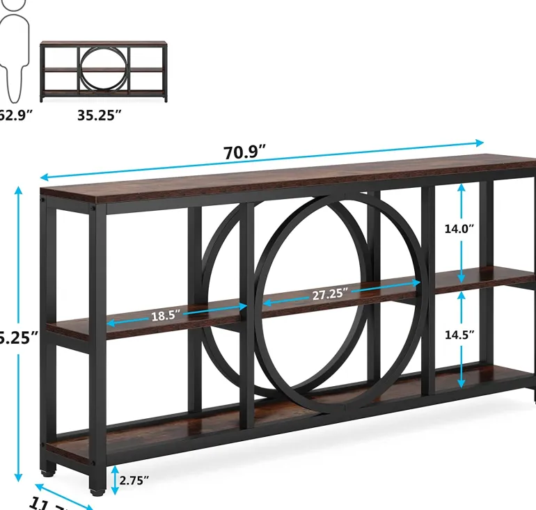 Sale Tribesigns Console Table, 70.9" Narrow Sofa Table with 3 Tier Storage Shelves