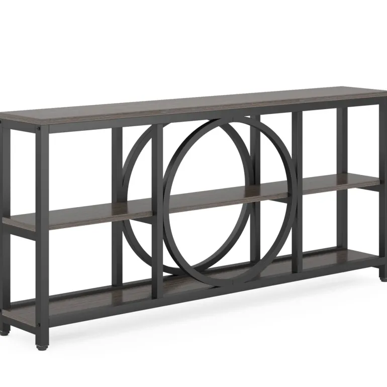 Sale Tribesigns Console Table, 70.9" Narrow Sofa Table with 3 Tier Storage Shelves