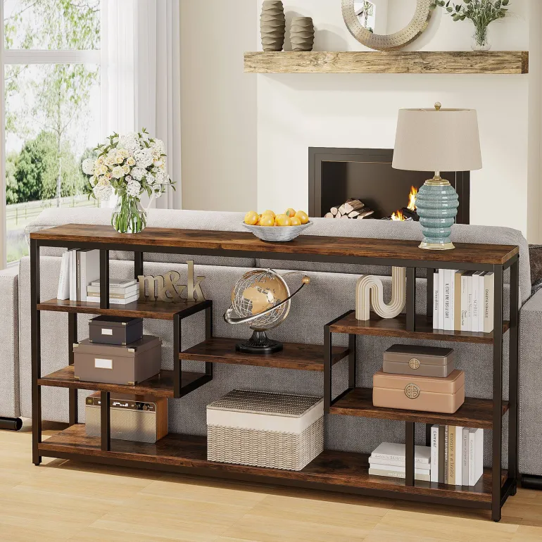 Best Tribesigns Console Table, 70.87" Sofa Entryway Table with Open Storage Shelves