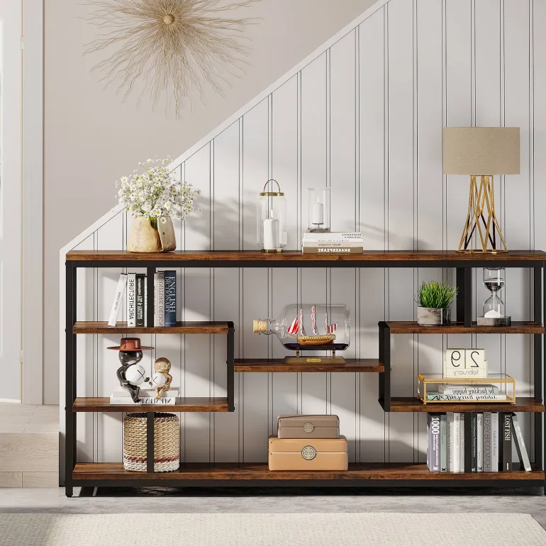 Best Tribesigns Console Table, 70.87" Sofa Entryway Table with Open Storage Shelves