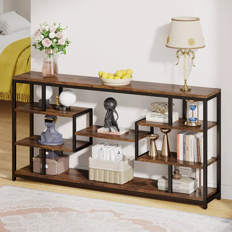 Best Tribesigns Console Table, 70.87" Sofa Entryway Table with Open Storage Shelves