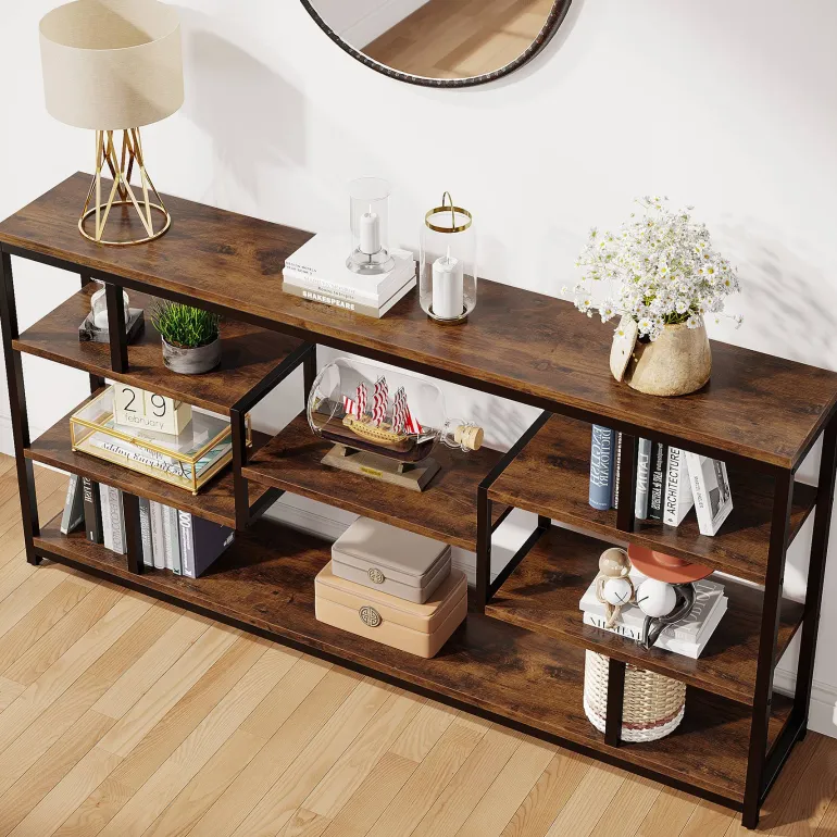 Best Tribesigns Console Table, 70.87" Sofa Entryway Table with Open Storage Shelves