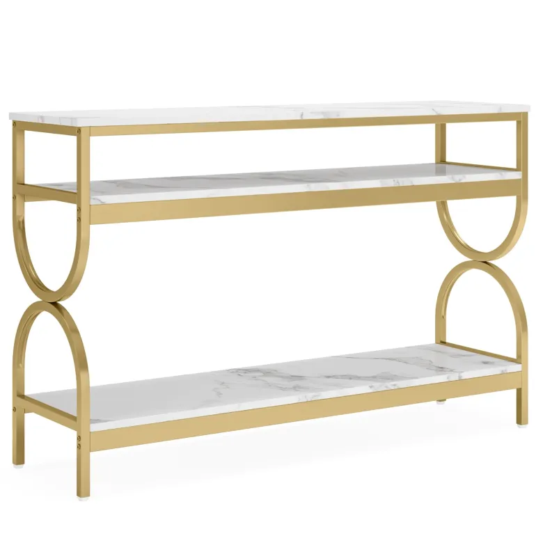 Discount Tribesigns Console Table, 55" Sofa Table with 3-Tier Storage Shelves