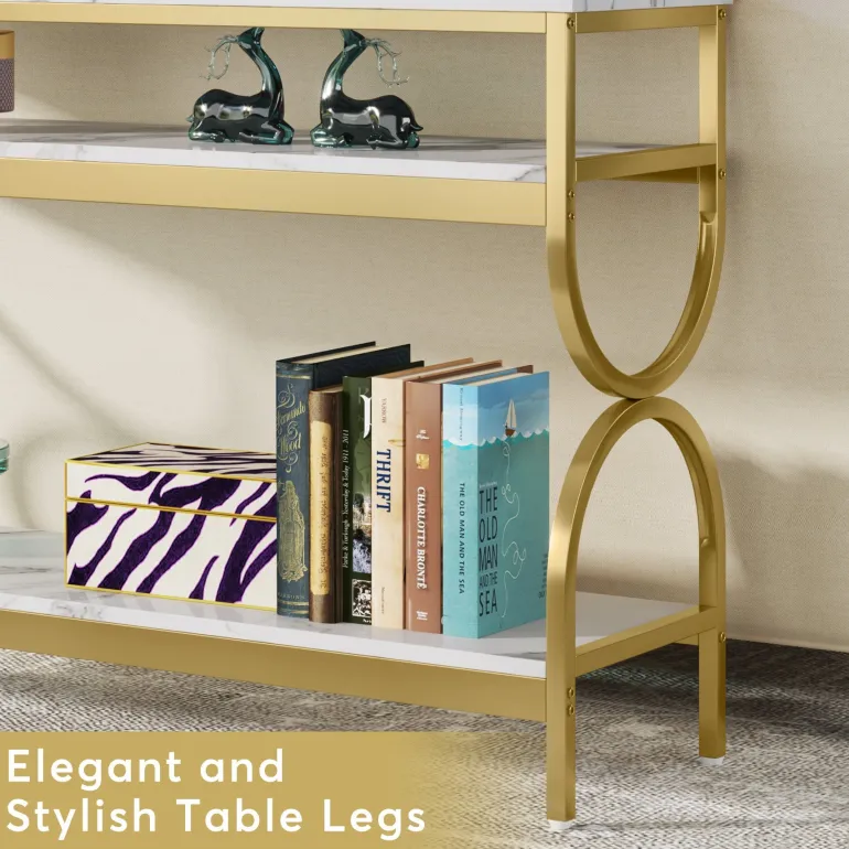 Discount Tribesigns Console Table, 55" Sofa Table with 3-Tier Storage Shelves