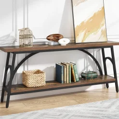 Flash Sale Tribesigns Console Table, 70.8” Sofa Tables Entryway Table with 2 Tier Wood Shelves