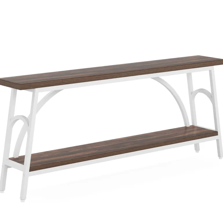Flash Sale Tribesigns Console Table, 70.8” Sofa Tables Entryway Table with 2 Tier Wood Shelves