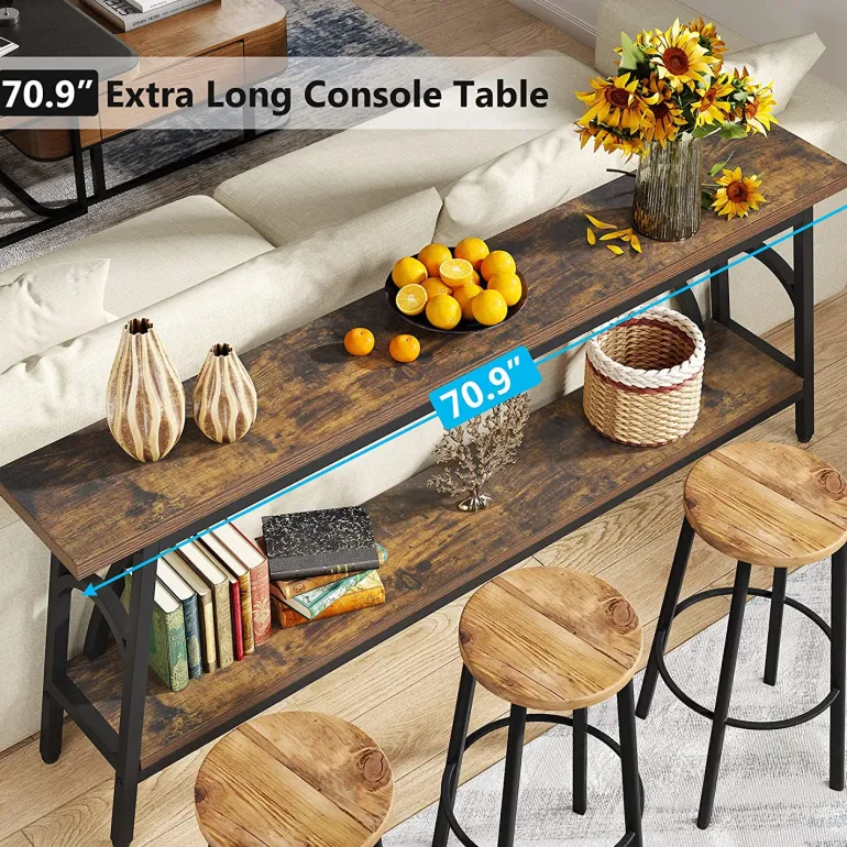 Flash Sale Tribesigns Console Table, 70.8” Sofa Tables Entryway Table with 2 Tier Wood Shelves