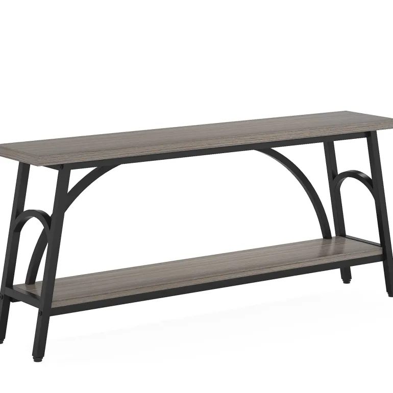 Flash Sale Tribesigns Console Table, 70.8” Sofa Tables Entryway Table with 2 Tier Wood Shelves