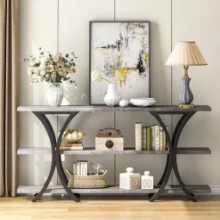 Shop Tribesigns Console Table, Industrial Entryway Sofa Table with 3-Tier Shelves
