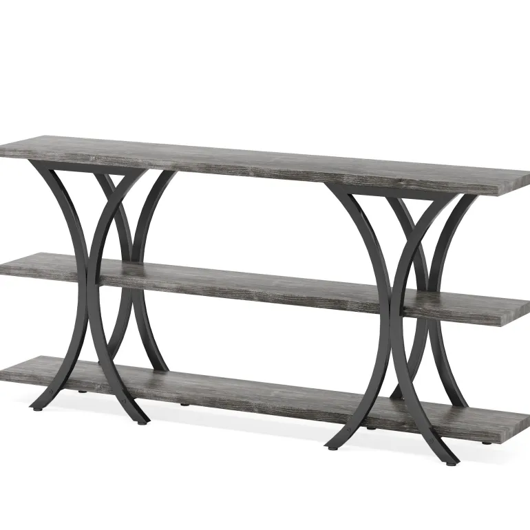Shop Tribesigns Console Table, Industrial Entryway Sofa Table with 3-Tier Shelves
