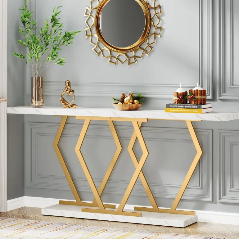 Flash Sale Tribesigns Console Table, Modern 70.9" Sofa Table with Faux Marble Tabletop
