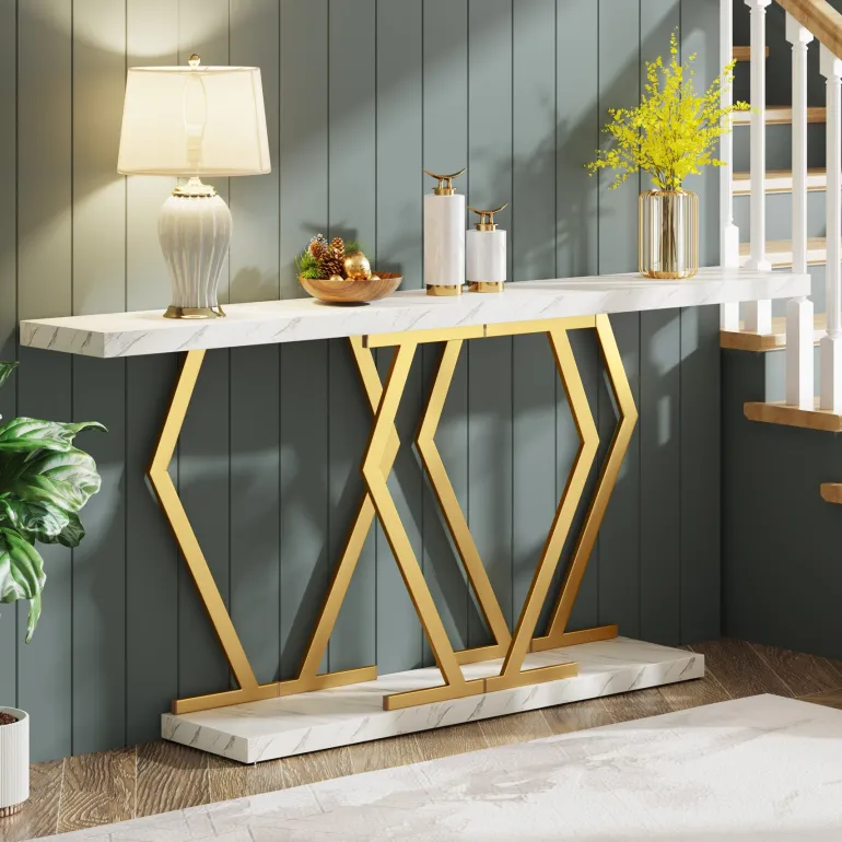 Flash Sale Tribesigns Console Table, Modern 70.9" Sofa Table with Faux Marble Tabletop