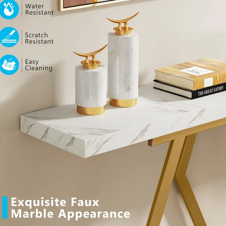 Flash Sale Tribesigns Console Table, Modern 70.9" Sofa Table with Faux Marble Tabletop