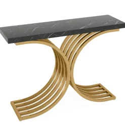 Online Tribesigns Console Table, Modern Faux Marble Entryway Sofa Table with Metal Base