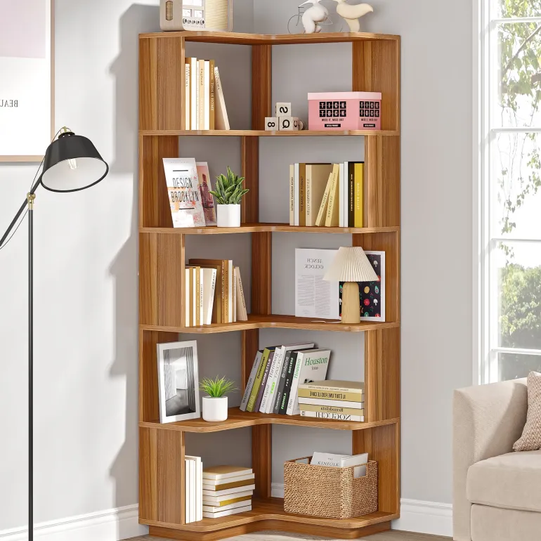 New Tribesigns Corner Bookshelf, 6-Tier Corner Bookcase Display Rack