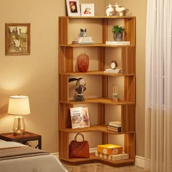 New Tribesigns Corner Bookshelf, 6-Tier Corner Bookcase Display Rack