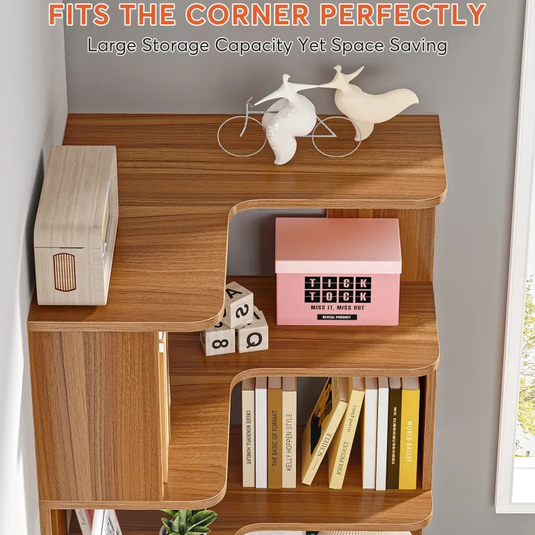 New Tribesigns Corner Bookshelf, 6-Tier Corner Bookcase Display Rack