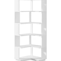 New Tribesigns Corner Bookshelf, 6-Tier Corner Bookcase Display Rack