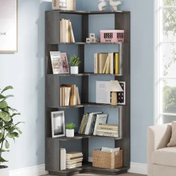 New Tribesigns Corner Bookshelf, 6-Tier Corner Bookcase Display Rack