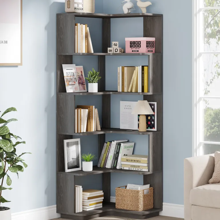 New Tribesigns Corner Bookshelf, 6-Tier Corner Bookcase Display Rack