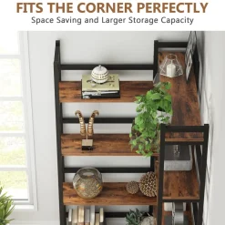 Flash Sale Tribesigns Corner Bookshelf, 8-Tier Industrial 70.8” Bookcase