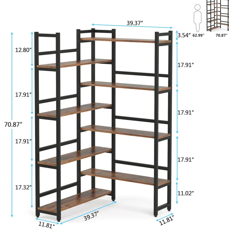 Flash Sale Tribesigns Corner Bookshelf, 8-Tier Industrial 70.8” Bookcase