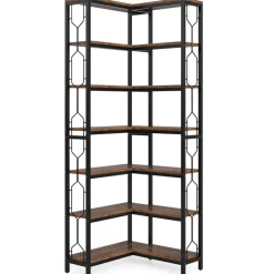 Clearance Tribesigns Corner Bookshelf, 7-Tier Industrial Corner Etagere Bookcase