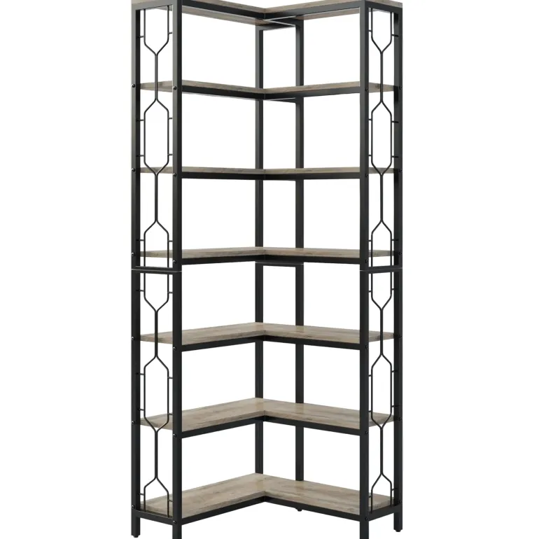 Clearance Tribesigns Corner Bookshelf, 7-Tier Industrial Corner Etagere Bookcase