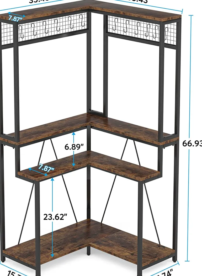 Fashion Tribesigns Corner Plant Stand, 67" Tall Flower Shelf with 15 Hanging Hooks