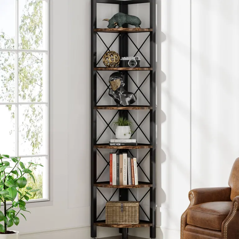 New Tribesigns Corner Shelf, 5 Tier / 6Tier Corner Bookshelf Bookcase for Small Space