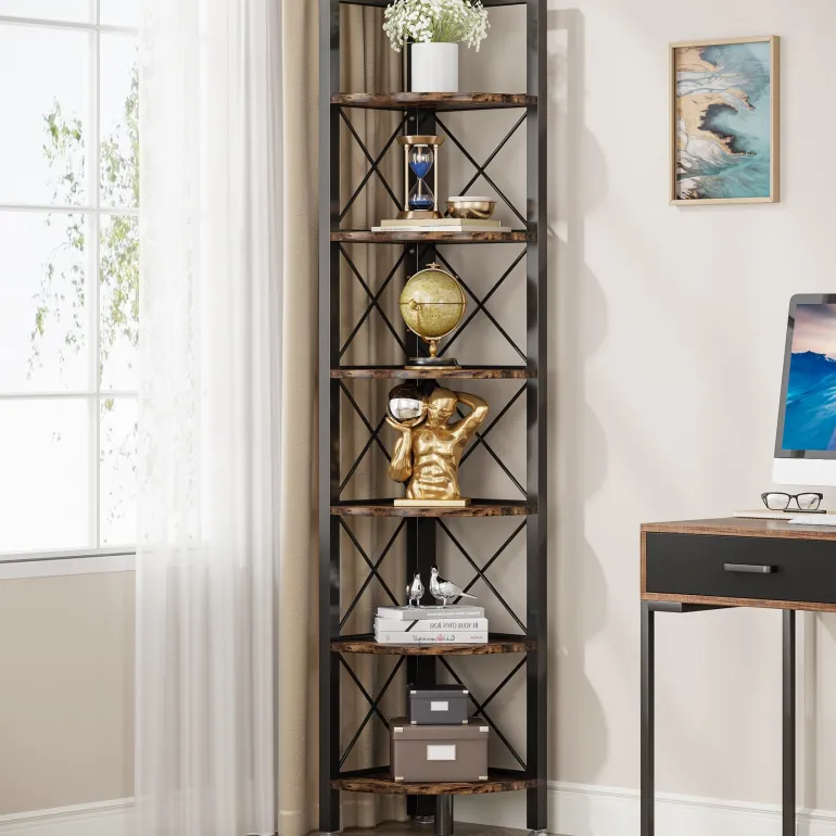 New Tribesigns Corner Shelf, 5 Tier / 6Tier Corner Bookshelf Bookcase for Small Space