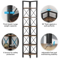 New Tribesigns Corner Shelf, 5 Tier / 6Tier Corner Bookshelf Bookcase for Small Space