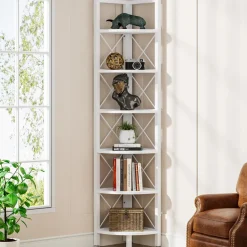 New Tribesigns Corner Shelf, 5 Tier / 6Tier Corner Bookshelf Bookcase for Small Space
