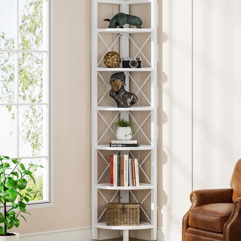 New Tribesigns Corner Shelf, 5 Tier / 6Tier Corner Bookshelf Bookcase for Small Space