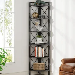 New Tribesigns Corner Shelf, 5 Tier / 6Tier Corner Bookshelf Bookcase for Small Space