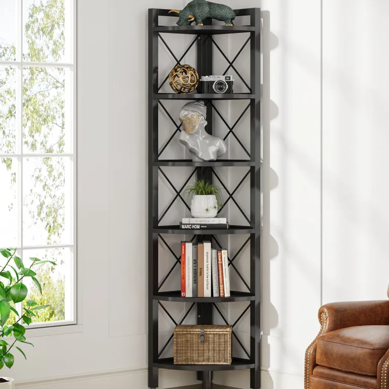New Tribesigns Corner Shelf, 5 Tier / 6Tier Corner Bookshelf Bookcase for Small Space