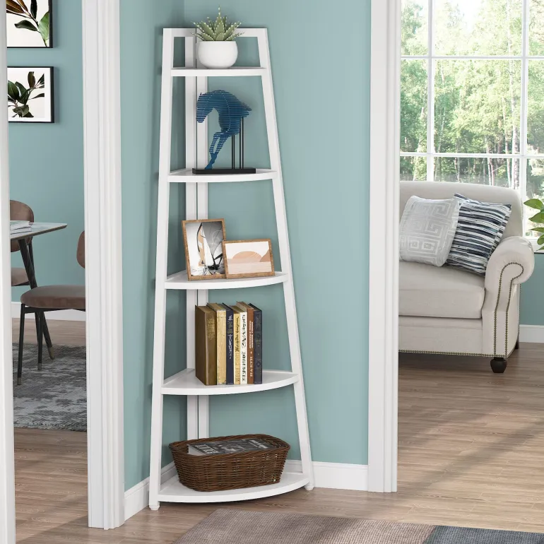 Sale Tribesigns Corner Shelf, 5 Tier Corner Storage Rack Ladder Bookcase