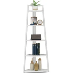 Sale Tribesigns Corner Shelf, 5 Tier Corner Storage Rack Ladder Bookcase