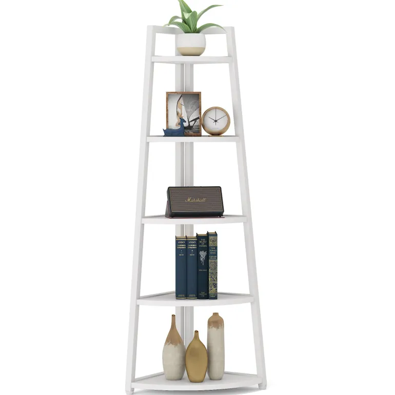 Sale Tribesigns Corner Shelf, 5 Tier Corner Storage Rack Ladder Bookcase