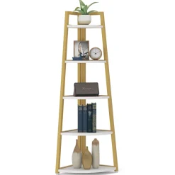 Sale Tribesigns Corner Shelf, 5 Tier Corner Storage Rack Ladder Bookcase