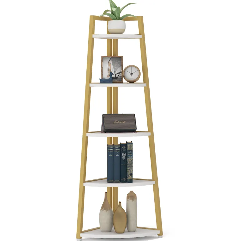 Sale Tribesigns Corner Shelf, 5 Tier Corner Storage Rack Ladder Bookcase