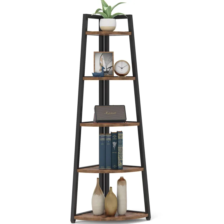 Sale Tribesigns Corner Shelf, 5 Tier Corner Storage Rack Ladder Bookcase