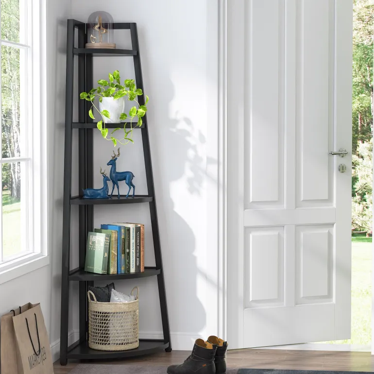 Sale Tribesigns Corner Shelf, 5 Tier Corner Storage Rack Ladder Bookcase