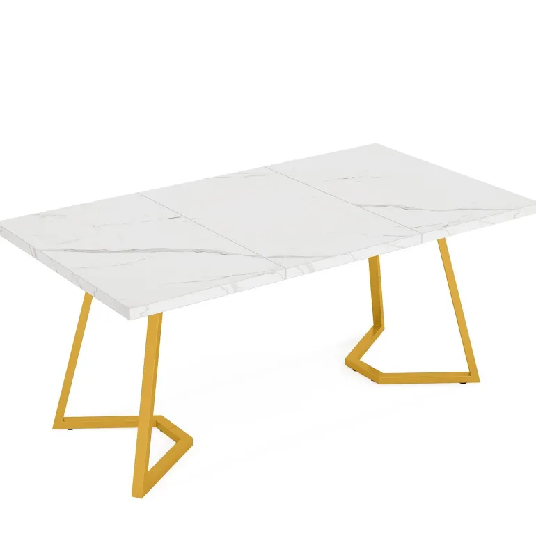Cheap Tribesigns Dining Table, 55" Rectangular Kitchen Table Faux Marble Top