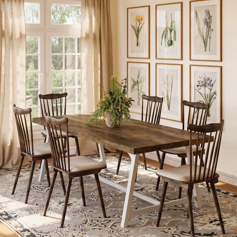 Outlet Tribesigns Dining Table for 8 People, 70.87" Rectangular Wood Kitchen Table