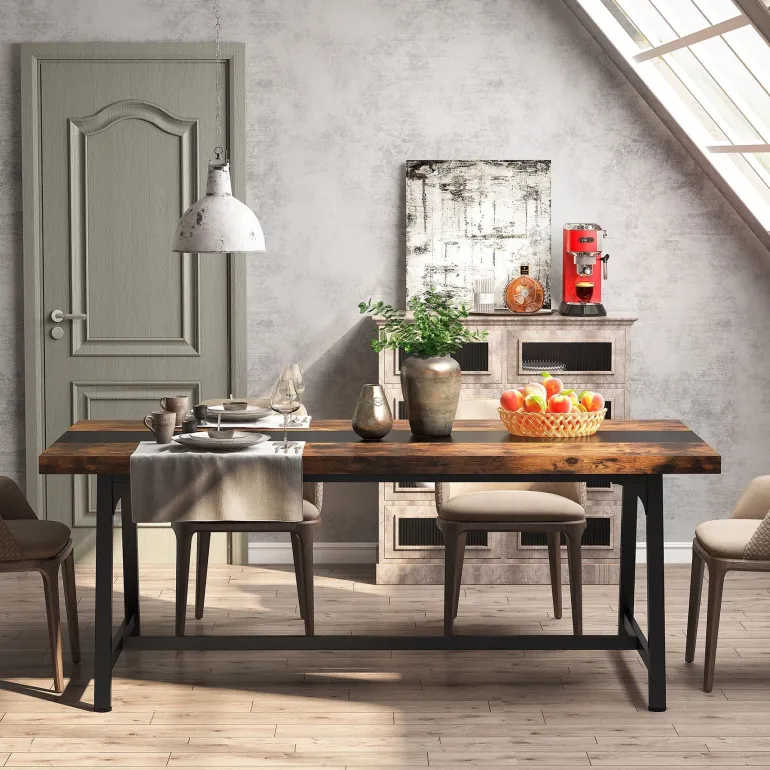 Outlet Tribesigns Dining Table for 8 People, 70.87" Rectangular Wood Kitchen Table