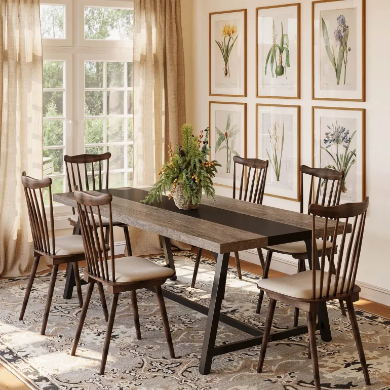 Outlet Tribesigns Dining Table for 8 People, 70.87" Rectangular Wood Kitchen Table