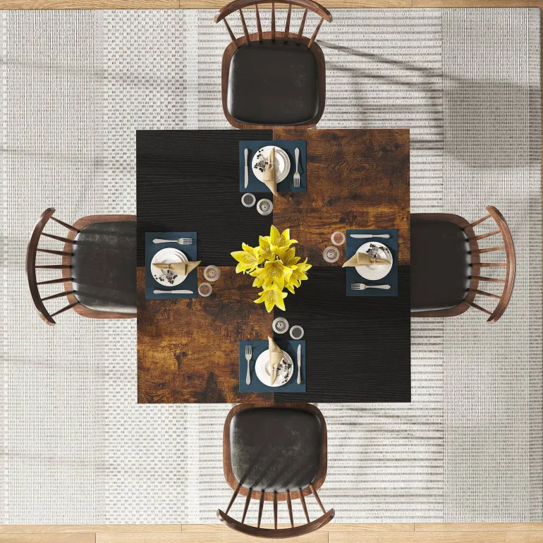 Sale Tribesigns Dining Table, Square 43" Dinner Table with Storage Shelf for 4