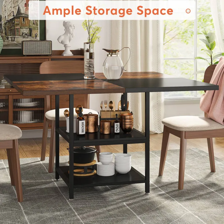 Sale Tribesigns Dining Table, Square 43" Dinner Table with Storage Shelf for 4