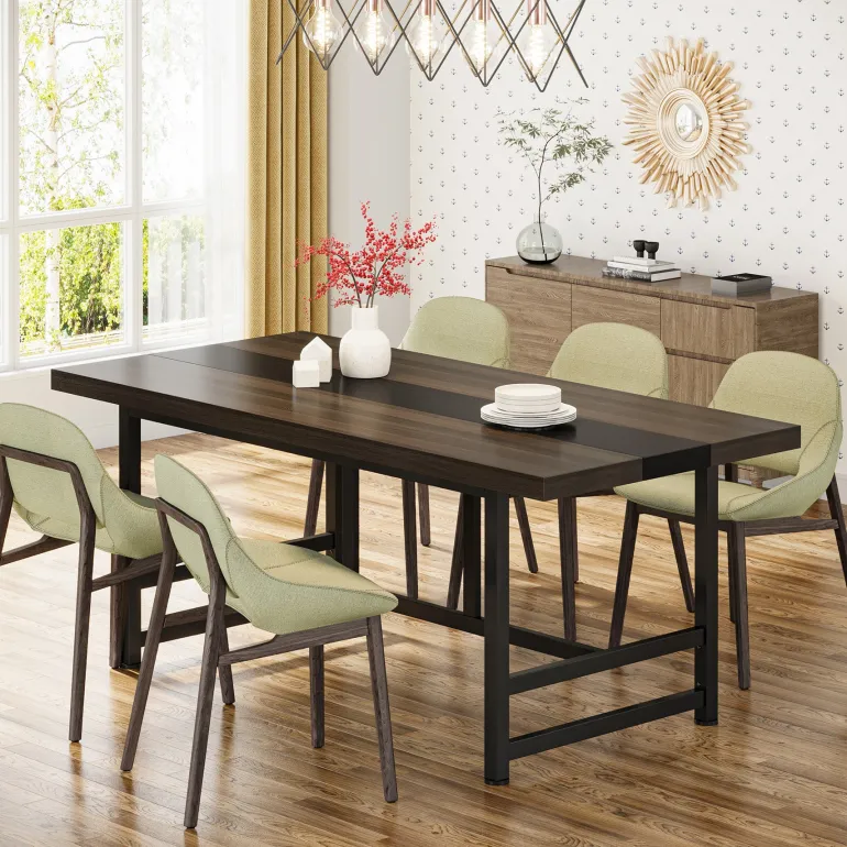 Hot Tribesigns Dinning Table 6 People, 70" Home & Kitchen Table with Metal Frame
